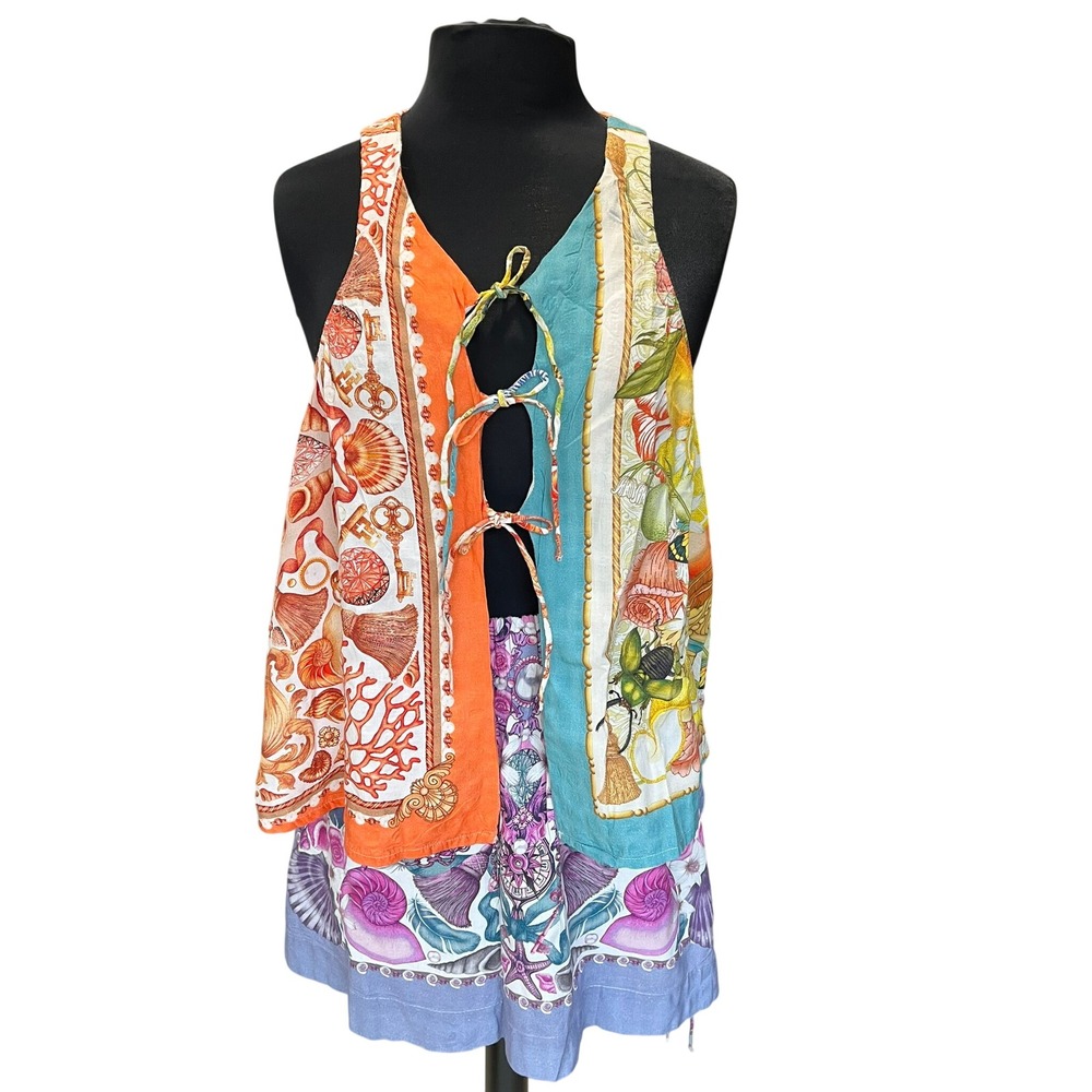 Celandine Scarf Print 2 Piece Set Mixed Media Tank Top & Mini Skirt Multi Color